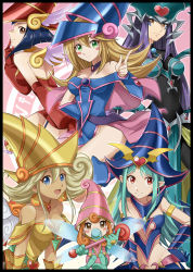 Rule 34 | 6+girls, apple magician girl, berry magician girl, blonde hair, breasts, chocolate magician girl, dark magician girl, downblouse, duel monster, highres, kiwi magician girl, large breasts, lemon magician girl, long hair, looking at viewer, multiple girls, pentacle, smile, staff, yu-gi-oh!, yu-gi-oh! duel monsters
