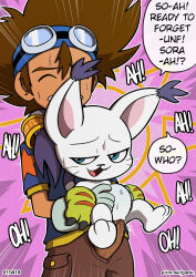 Rule 34 | 1boy, 1girl, :3, animal ears, animal hands, animal nose, blue eyes, brown hair, cat ears, cat girl, cat tail, claws, closed eyes, digimon, digimon adventure, english text, fangs, garabato, gloves, goggles, goggles on head, half-closed eyes, hetero, highres, navel, open mouth, paw gloves, penis, reverse suspended congress, sex, sex from behind, size difference, speech bubble, stomach bulge, sweat, tail, tail ornament, tail ring, tailmon, torso grab, uncensored, vaginal, watermark, web address, whisker, yagami taichi