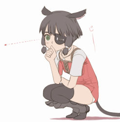 Rule 34 | 10s, 1girl, animal ears, black hair, black thighhighs, blush, cat ears, cat girl, cat tail, eyepatch, final fantasy, final fantasy xiv, fish bone, green eyes, jewelry, miqo&#039;te, necklace, panties, short hair, solo, squatting, staring, tail, thighhighs, underwear, warrior of light (ff14)