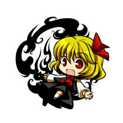 Rule 34 | 1girl, blonde hair, chibi, darkness, embodiment of scarlet devil, fang, female focus, full body, red eyes, rumia, socha, solo, touhou, transparent background