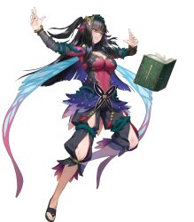 Rule 34 | 1girl, adapted costume, alternate costume, black hair, book, breasts, bridal gauntlets, chyko, evil smile, fairy wings, feet, fire emblem, fire emblem fates, fire emblem heroes, floating, floating object, full body, gold trim, gradient clothes, hair ornament, hands up, highres, legs, long hair, long sleeves, medium breasts, nail polish, nintendo, non-web source, official art, open book, outstretched arms, pants, parted lips, plant, purple eyes, rhajat (fire emblem), sandals, short twintails, smile, solo, spread arms, thorns, toeless footwear, toenail polish, toenails, toes, transparent background, twintails, vines, wings
