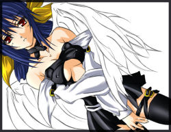 Rule 34 | 1girl, arc system works, blue hair, dizzy (guilty gear), guilty gear, red eyes, solo, thigh strap, thighhighs, wings