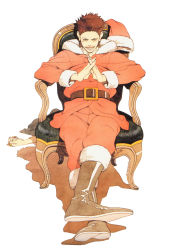 Rule 34 | 1boy, 1girl, chair, christmas, death, evil, highres, red hair, santa costume, sitting, tanaka tatsuyuki