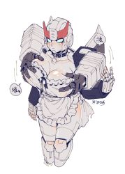 Rule 34 | 1girl, apron, autobot, blush, grabbing another&#039;s breast, breasts, cleavage, collar, gender request, genderswap, grabbing, highres, legs, prowl (transformers), transformers