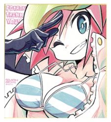 Rule 34 | 1girl, bikini, blue eyes, breasts, cleavage, large breasts, luluco, patreon, red hair, solo, swimsuit, trigger-chan, trigger (company), uchuu patrol luluco