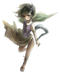 Rule 34 | 1girl, cape, closed mouth, final fantasy, final fantasy iv, green hair, hair ornament, jewelry, leotard, long hair, looking at viewer, nkyoku, rydia (ff4), simple background, solo, white background