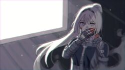 Rule 34 | 1girl, an-94 (mod3) (girls&#039; frontline), black gloves, blanchat, blonde hair, blue eyes, girls&#039; frontline, gloves, headphones, looking at viewer, military uniform, ponytail, simple background, solo, uniform, upper body, white background, window