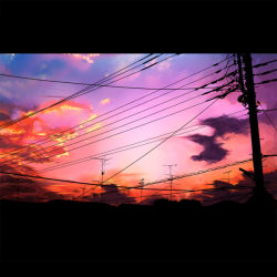 Rule 34 | bad id, bad pixiv id, cityscape, letterboxed, power lines, ryouma (galley), scenery, sky