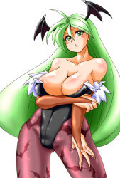 Rule 34 | 1girl, green eyes, looking at viewer, morrigan aensland, ryoi, simple background, solo, tagme, vampire (game), white background