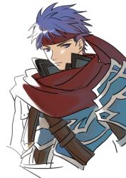 Rule 34 | 1boy, armor, bad id, bad twitter id, belt, blue armor, blue eyes, blue hair, cape, collar, fire emblem, fire emblem: path of radiance, fire emblem: radiant dawn, fire emblem heroes, headband, ike (fire emblem), looking at viewer, looking away, male focus, marth (fire emblem), nintendo, ragnell, red cape, short hair, simple background, smile, solo, sword, weapon
