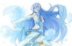 Rule 34 | 1girl, azura (fire emblem), blue hair, dancer, dancing, fire emblem, fire emblem fates, kokomi (aniesuakkaman), long hair, nintendo, solo, veil, very long hair, yellow eyes