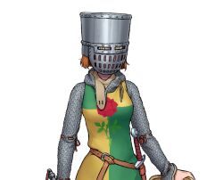 Rule 34 | 1girl, armor, belt, brown hair, chainmail, flanged mace, flower, helm, helmet, holding, holding mace, holding shield, knight, original, ostwindprojekt, red flower, red rose, rose, sheath, shield, signature, simple background, spurs, surcoat, sword, weapon, white background, yellow eyes