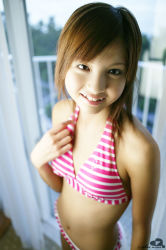 Rule 34 | bikini, bikini top only, highres, nagasaki rina, photo (medium), shorts, striped, swimsuit, tagme