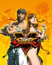 Rule 34 | 4girls, 6+boys, alternate costume, alternate hairstyle, back-to-back, beard, birdie (street fighter), black dress, box art, bracelet, breasts, capcom, charlie nash, china dress, chinese clothes, chun-li, cleavage, crossed arms, dress, facial hair, headband, highres, jewelry, kanzuki karin, ken masters, large breasts, laura matsuda, logo, long hair, m. bison, multiple boys, multiple girls, muscular, necalli, official art, rainbow mika, ryu (street fighter), sash, side slit, silhouette, smile, spiked bracelet, spikes, street fighter, street fighter v, toned, topless male, torn clothes, yellow background