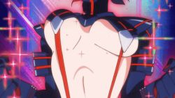 Rule 34 | 10s, 1girl, animated, animated gif, ass, blue eyes, bouncing breasts, breasts, cameltoe, cleft of venus, gluteal fold, kill la kill, matoi ryuuko, midriff, multicolored hair, non-web source, screencap, senketsu, sparkle, thighhighs, thong, underboob, view between breasts, wedgie