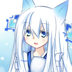 Rule 34 | 1girl, blue eyes, fairy fencer f, long hair, lowres, meimu (infinity), open mouth, white hair
