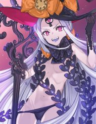 Rule 34 | 1girl, abigail williams (fate), abigail williams (third ascension) (fate), absurdres, bow, breasts, fate/grand order, fate (series), grey hair, hat, hat bow, highres, keyhole, long hair, looking at viewer, multiple bows, multiple hat bows, navel, open mouth, pink eyes, revealing clothes, ribbon, small breasts, solo, third eye, very long hair, witch hat, yun-yang