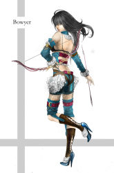 Rule 34 | aoi (greenfield), arrow (projectile), black hair, bow, bow (weapon), brown eyes, frills, high heels, original, shoes, solo, weapon