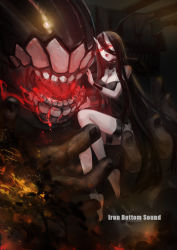 Rule 34 | 10s, 1girl, abyssal ship, bare shoulders, battleship princess, black dress, black hair, blood, camisole, charimei, colored skin, dress, english text, glowing, glowing eyes, highres, horns, kantai collection, legs, long hair, red eyes, short dress, skin-covered horns, very long hair, white skin