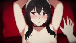 Rule 34 | 1boy, 1girl, animated, armpits, arms behind head, arms up, bed, black hair, black thighhighs, blush, bouncing breasts, grabbing another&#039;s breast, breasts, censored, choker, collarbone, cum, cum in pussy, curvy, earrings, ejaculation, embarrassed, grabbing, groin, hair between eyes, hairband, happy sex, hetero, huge filesize, husband and wife, incoming kiss, jewelry, kiss, kizu, large breasts, long hair, looking at viewer, lying, medium breasts, missionary, moaning, mosaic censoring, navel, nipples, nude, on back, on bed, orgasm, parted lips, penis, pillow, pov, red eyes, sex, shiny skin, short hair, sidelocks, sound, spread legs, spy x family, thick thighs, thighhighs, thighs, twilight (spy x family), vaginal, video, wide hips, yor briar