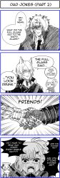 Rule 34 | 2boys, 2girls, 4koma, absurdres, animal ear fluff, animal ears, arknights, character request, comic, crying, crying with eyes open, doctor (arknights), english text, female doctor (arknights), greyscale, hair between eyes, handshake, highres, horse boy, horse ears, jitome, mlynar (arknights), monochrome, multicolored hair, multiple boys, multiple girls, open mouth, sarasenia92, saria (arknights), silverash (arknights), speech bubble, tears, two-tone hair, vertical comic