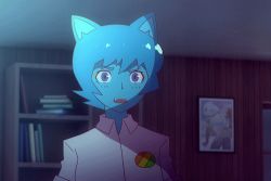 Rule 34 | 2girls, animal ears, animated, animated gif, blue hair, breasts, cat ears, cat tail, lowres, mike inel, multiple girls, nicole watterson, nipples, pussy, tagme, tail, the amazing world of gumball, uncensored