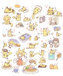 Rule 34 | !, 3girls, animal, animal ears, apple, barefoot, beamed eighth notes, bendy straw, bird, birthday, birthday cake, blonde hair, blue hair, blush, brown hair, brown headwear, brown shirt, cake, cat, cat ears, cat girl, cat tail, chibi, closed eyes, closed mouth, clover, commentary request, cotton candy, crab, creatures (company), cup, dog, dog ears, dog girl, dog tail, doughnut, drinking glass, drinking straw, ears through headwear, eighth note, food, four-leaf clover, fox ears, fruit, futon, game freak, gen 1 pokemon, green eyes, hair between eyes, hakama, hakama skirt, hat, highres, holding, holding food, ice, ice cube, japanese clothes, kimono, lifebuoy, long hair, long sleeves, lying, mask, mask on head, miko, multiple girls, musical note, nintendo, on side, original, party hat, peeking out, pie, pie slice, pikachu, pillow, pokemon, pokemon (anime), pokemon (creature), pon de ring, red apple, red hakama, sakurato ototo shizuku, shirt, skirt, sleeping, sparkle, swim ring, tail, tears, translation request, trembling, under covers, very long hair, water yoyo, white background, white kimono, white shirt, wide sleeves, zzz, | |