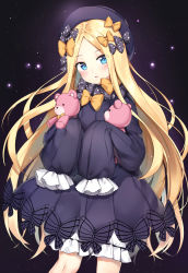 Rule 34 | 1girl, abigail williams (fate), bad id, bad pixiv id, cowboy shot, douya (233), fate/grand order, fate (series), hat, highres, long hair, parted bangs, purple hat, solo, standing, top hat, very long hair