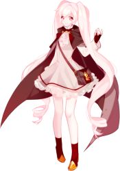 Rule 34 | 1girl, 2rott (peha), :o, bag, boots, cape, dress, fingerless gloves, frilled dress, frills, full body, gloves, long hair, long sleeves, looking at viewer, original, pink eyes, pink hair, simple background, solo, transparent background, twintails, very long hair, white background