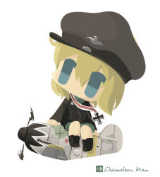 Rule 34 | 1girl, aircraft, airplane, bad id, bad pixiv id, blonde hair, blue eyes, bob cut, chameleon man (three), chibi, cross, erica hartmann, flat color, heart, iron cross, military, military uniform, no lineart, riding, simple background, solo, strike witches, uniform, white background, world witches series