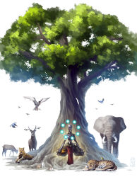 Rule 34 | 1boy, animal, baggy pants, bird, cheetah, clothed robot, deer, elephant, floating, humanoid robot, indian style, levitation, loincloth, looking at viewer, male focus, meditation, monk, mudra, omnic, orb, overwatch, overwatch 1, pants, pelvic curtain, plant roots, rabbit, robot, rope, simple background, sitting, solo, taedu, tiger, tree, white background, zenyatta (overwatch)