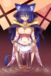 Rule 34 | 1girl, animal ears, bad id, bad pixiv id, blue eyes, blue hair, bracelet, breasts, butterfly hair ornament, cat ears, cat tail, cleavage, detached sleeves, hair ornament, jewelry, kawagoe pochi, long hair, mask, matching hair/eyes, navel, ragnarok online, see-through, solo, sorcerer (ragnarok online), tail