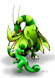 Rule 34 | creatures (company), flygon, game freak, gen 3 pokemon, horns, nintendo, pokemon, pokemon (creature), redesign, tail, treecko, wings