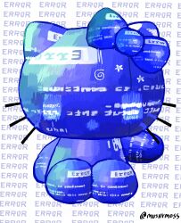 Rule 34 | absurdres, blue screen of death, blue theme, bow, commentary, english commentary, english text, hair bow, hello kitty, hello kitty (character), highres, mushymoss, no eyes, no humans, no mouth, sanrio, stuffed animal, stuffed toy, text background, twitter username