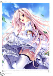 Rule 34 | 1girl, absurdres, blue eyes, breasts, charlotte hazellink, covered erect nipples, dress, garter straps, highres, large breasts, long hair, miyama-zero, open mouth, pink hair, princess lover, sideboob, thighhighs