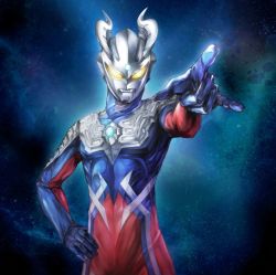 Rule 34 | 1boy, armor, bai wang, bodysuit, copyright request, glowing, glowing eyes, hand on own hip, helmet, highres, horns, looking at viewer, male focus, pointing, pointing forward, sky, solo, space, standing, star (sky), star (symbol), starry background, starry sky, ultraman, upper body, yellow eyes