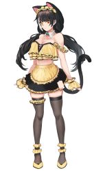 Rule 34 | 1girl, alternate costume, animal ears, apron, bad id, bad pixiv id, black hair, black skirt, black thighhighs, breasts, cat ears, cat tail, dano, detached collar, enmaided, frilled apron, frills, full body, girls&#039; frontline, heterochromia, highres, large breasts, low twintails, maid, maid apron, maid headdress, midriff, miniskirt, multicolored hair, pleated skirt, red eyes, ro635 (girls&#039; frontline), skirt, solo, standing, streaked hair, tail, thighhighs, twintails, waist apron, white hair, yellow apron, yellow eyes