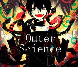Rule 34 | 1boy, black hair, copyright name, dark konoha, headphones, highres, kagerou project, konoha (kagerou project), male focus, open mouth, outer science (vocaloid), scarf, short hair, smile, snake, solo, vocaloid, yellow eyes