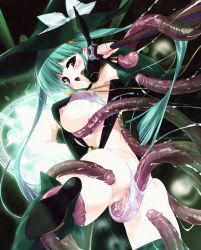 Rule 34 | 1girl, animated, animated gif, blush, breasts, green eyes, green hair, hat, large breasts, long hair, solo focus, tentacle sex, tentacles, tentacles under clothes, twintails, uncensored, urotan, vaginal, witch, witch hat