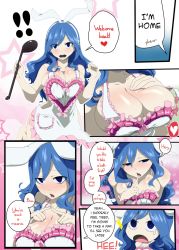 Rule 34 | 1girl, apron, blush, breasts, fairy tail, highres, juvia lockser, large breasts, lexus (artist), naked apron, open mouth