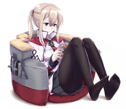 Rule 34 | 10s, 1girl, adapted object, anchor, black pantyhose, black skirt, book, capelet, chair, commentary request, cross, feet, full body, graf zeppelin (kancolle), holding, holding book, infinote, iron cross, kantai collection, knees up, long sleeves, magazine (object), necktie, no headwear, no shoes, open book, panties, panties under pantyhose, pantyhose, pantyshot, pleated skirt, red necktie, shirt, short hair with long locks, sidelocks, sitting, skirt, sleeve cuffs, soles, solo, twintails, underwear, upskirt, white shirt, yamato (kancolle)