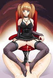 Rule 34 | 00s, amane misa, bottomless, breasts, censored, cleavage, clothed female nude male, cum, death note, ejaculation, feet, femdom, footjob, goth fashion, nude, penis, pussy
