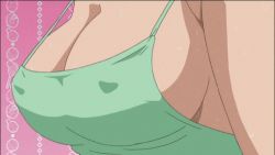Rule 34 | 00s, 10s, animated, animated gif, bouncing breasts, breasts, cleavage, covered erect nipples, hinako (issho ni training), issho ni training, large breasts, lowres, solo, sweat