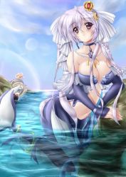 Rule 34 | 10s, bermuda triangle, breasts, cardfight!! vanguard, cleavage, costume change alk, crown, jewelry, mermaid, monster girl, necklace, pink eyes, ribbon, short hair, strapless, tube top, velvet voice raindear, white hair