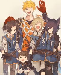 Rule 34 | 5boys, animal ears, arm around shoulder, arthur (granblue fantasy), black hair, blonde hair, brown gloves, brown hair, cruz (granblue fantasy), erune, closed eyes, gloves, granblue fantasy, hair intakes, hand on another&#039;s head, harvin, height difference, highres, male focus, mordred (granblue fantasy), multiple boys, red gloves, rozu ki, tornelio (granblue fantasy), vane (granblue fantasy)