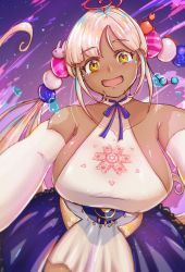 Rule 34 | 1girl, absurdres, breasts, crying, crying with eyes open, dark-skinned female, dark skin, hair ornament, highres, hololive, hololive english, large breasts, liangmian, limiter (tsukumo sana), open mouth, planet hair ornament, solo, tears, tsukumo sana, tsukumo sana (1st costume), virtual youtuber