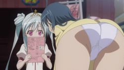 Rule 34 | age difference, animated, animated gif, ass, ass focus, ass shake, bent over, blue hair, ladies versus butlers!, legs together, panties, pantyshot, pina sformkran est, reading, silver hair, skirt, twintails, underwear, white panties