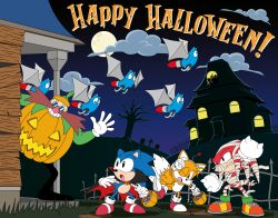 Rule 34 | 4boys, absurdres, black eyes, blue fur, cloud, dr. eggman, echidna (animal), facial hair, fox, full moon, furry, glasses, gloves, halloween, happy halloween, hedgehog, highres, jack-o&#039;-lantern, knuckles the echidna, moon, multiple boys, mustache, night, night sky, official art, red footwear, red fur, sky, sonic (series), sonic the hedgehog, sonic the hedgehog (classic), tails (sonic), white gloves, yellow fur