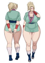 Rule 34 | 1girl, absurdres, ass, blonde hair, blush, breasts, brown eyes, cleavage, cyberboi, highres, huge ass, huge breasts, large breasts, naruto, naruto (series), naruto shippuuden, ponytail, thick thighs, thighs, tsunade (naruto), wide hips