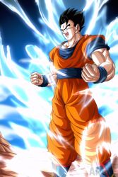 Rule 34 | aura, dragon ball, highres, muscular, muscular male, potential unleashed, powering up, son gohan, tagme, ultimate gohan